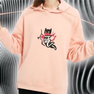 Unclench Cat Cupid Hoodie in Lotus Pink - Large